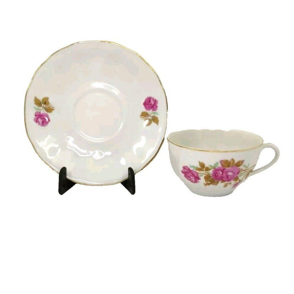 Vintage Tea Cup and Saucer Set Floral Japan